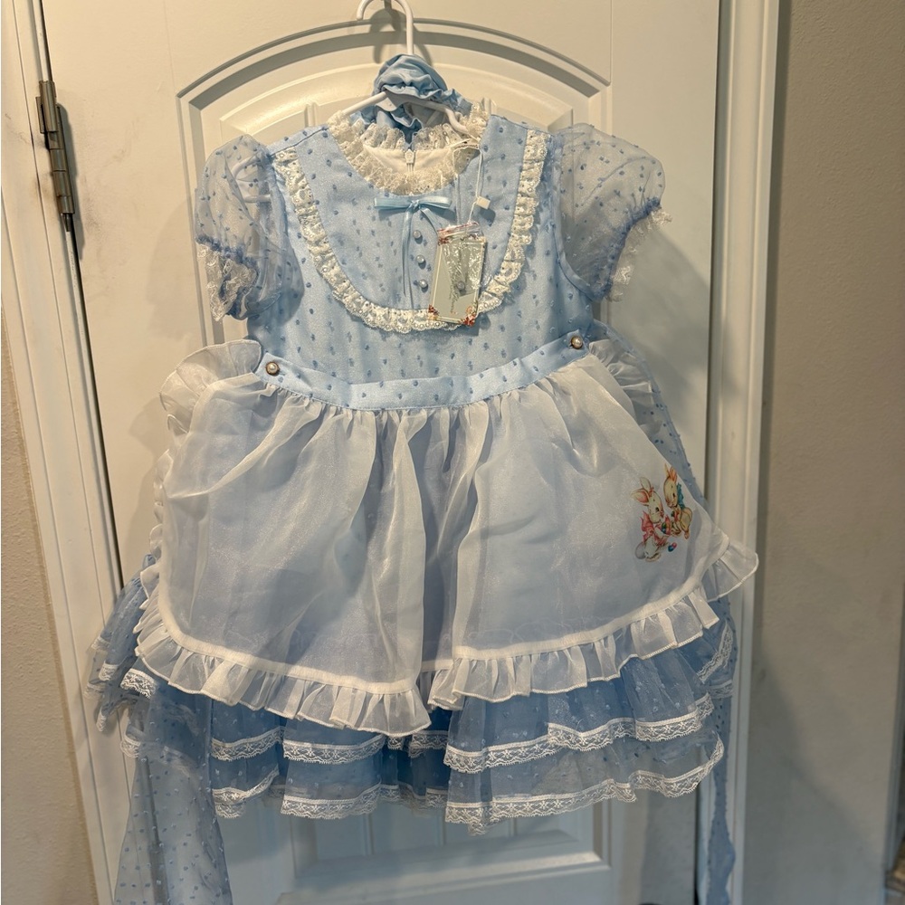 Hummingbirds & Flowers girls blue dress size 7